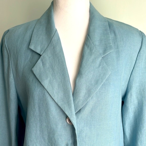 Elliott Lauren linen Blazer Jacket Size 8 seafoam blue unlined casual USA coat - Picture 3 of 11